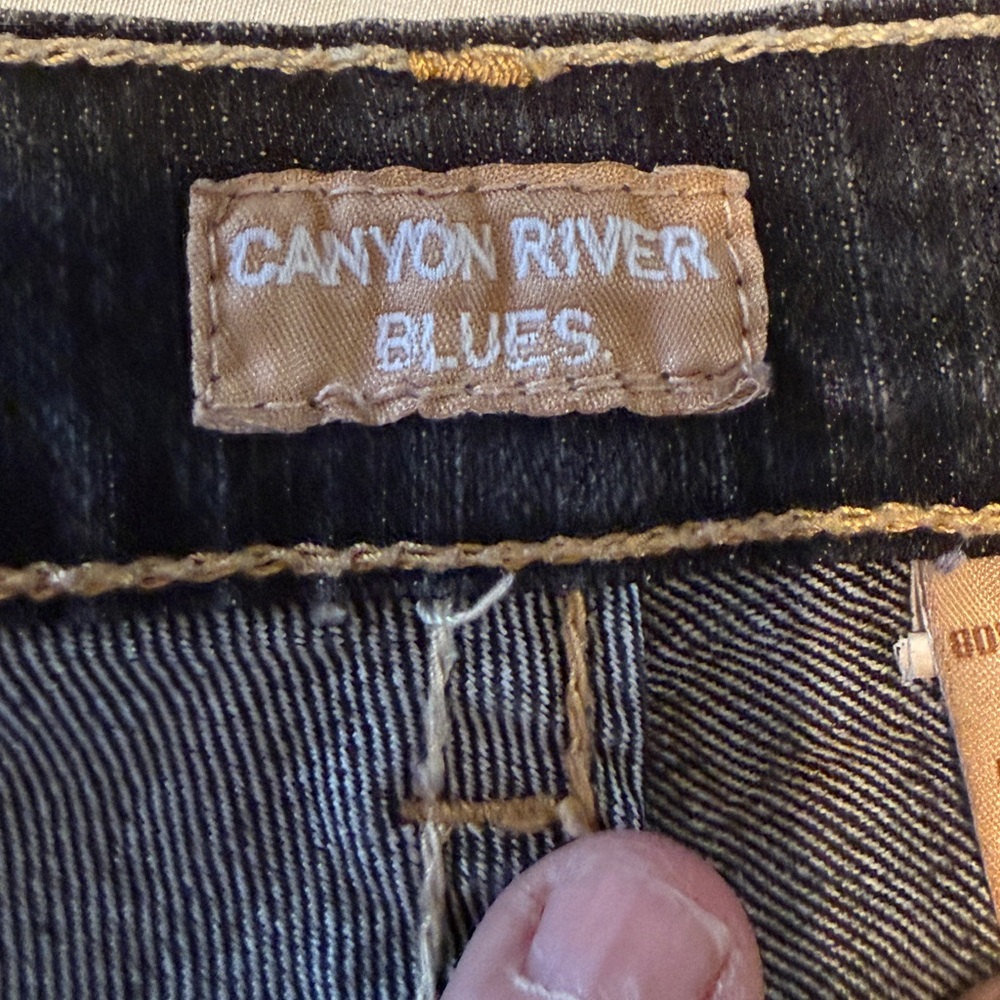 Y2K Canyon River Blues Black Flare Jeans Size 10 Stretch Bootcut - Picture 10 of 13